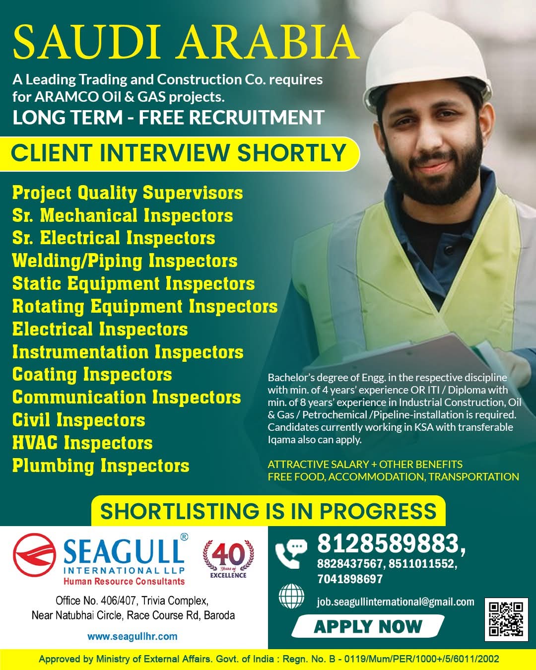 Required for Aramco Oil & Gas Project
